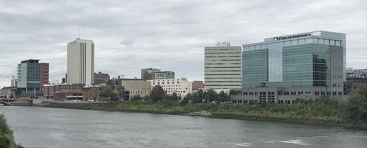 Downtown Cedar Rapids skyline along the Cedar River